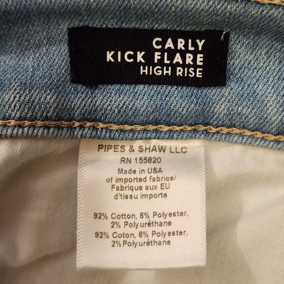 Veronica Beard Carly Kick Flare High Rise Raw Hem Jeans in Bailout Blue Sz 29/8 - Picture 9 of 11